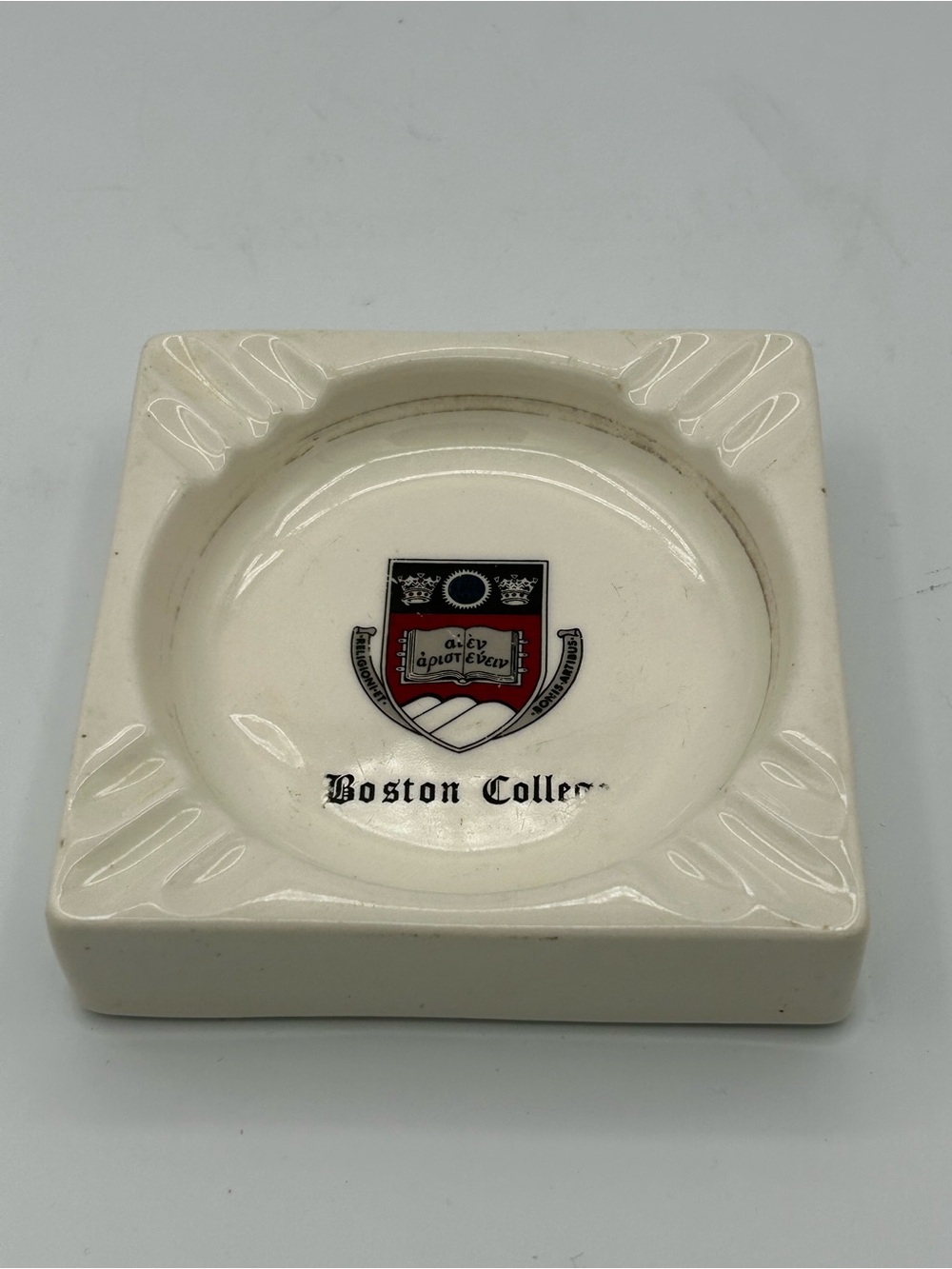 Vintage BOSTON COLLEGE 4.5" Ceramic Ashtray Trinket Dish Memorabilia